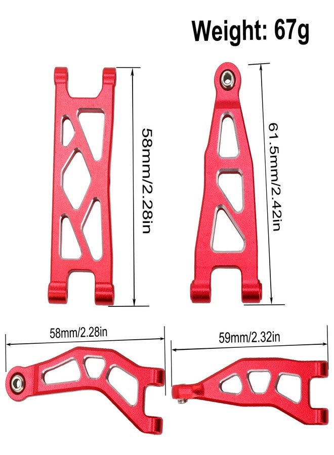 POLANTA Aluminum Alloy Front & Rear Upper & Lower Swing Arms Upgrade Parts for ARRMA 1/18 Granite GROM/1/14 Typhon GROM (Red) - Image 5